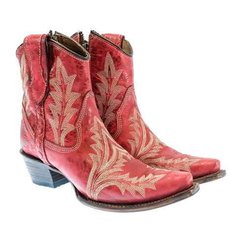 Corral Boots Women's Red Embroidery Ankle Boots